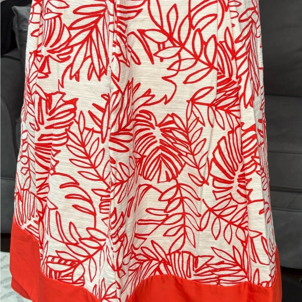 Lane Bryant Orange & White Leaf Print A-Line Skirt – Size 24 Pockets‎